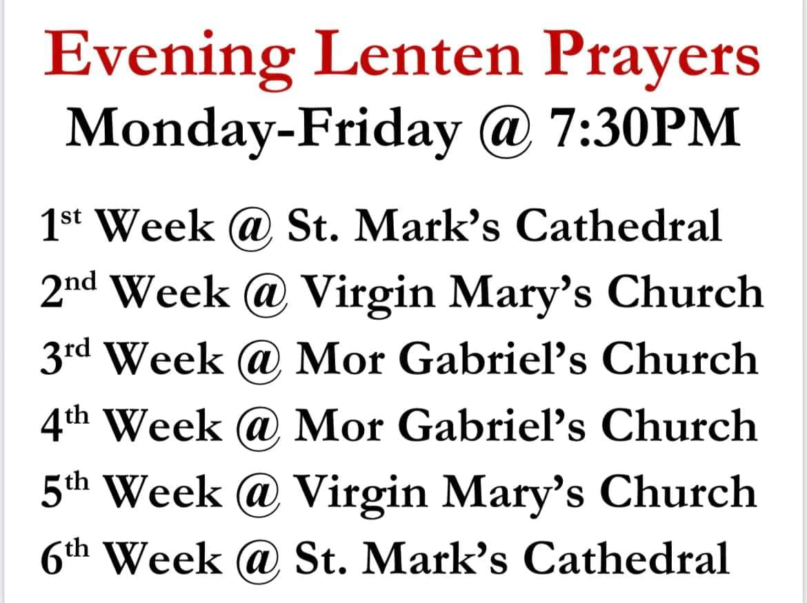 Lenten prayers schedule